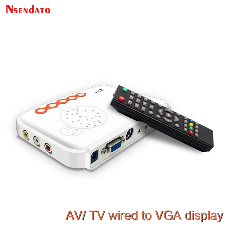 External LCD CRT TV Tuner Box AV To VGA Analog TV Receiver Tuner 1080P TV Receiver Box With Remote Control for HDTV PC Monitor