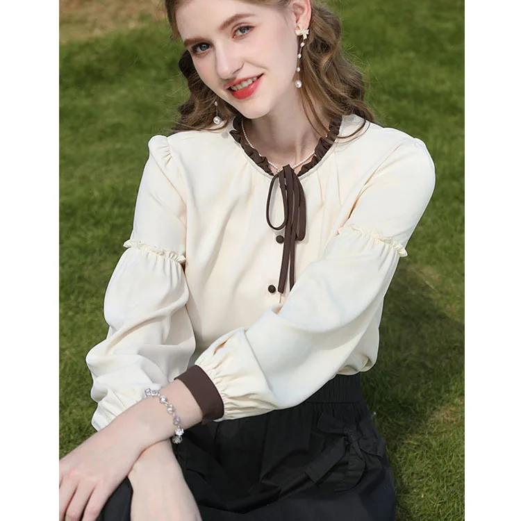 

Рубашки с длинным рукавом, женские атласные рубашки в горошек, свободная посадка с v-образным вырезом, романтическая женственная розовая дорожная весенняя повседневная одежда, удобная