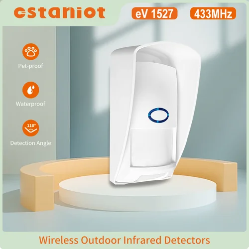 Staniot 433Mhz Mini Detector de movimiento PIR para exteriores hogar inteligente Sensor de alarma antirrobo de seguridad del cuerpo humano infrarrojo 110 °   con a prueba de mascotas