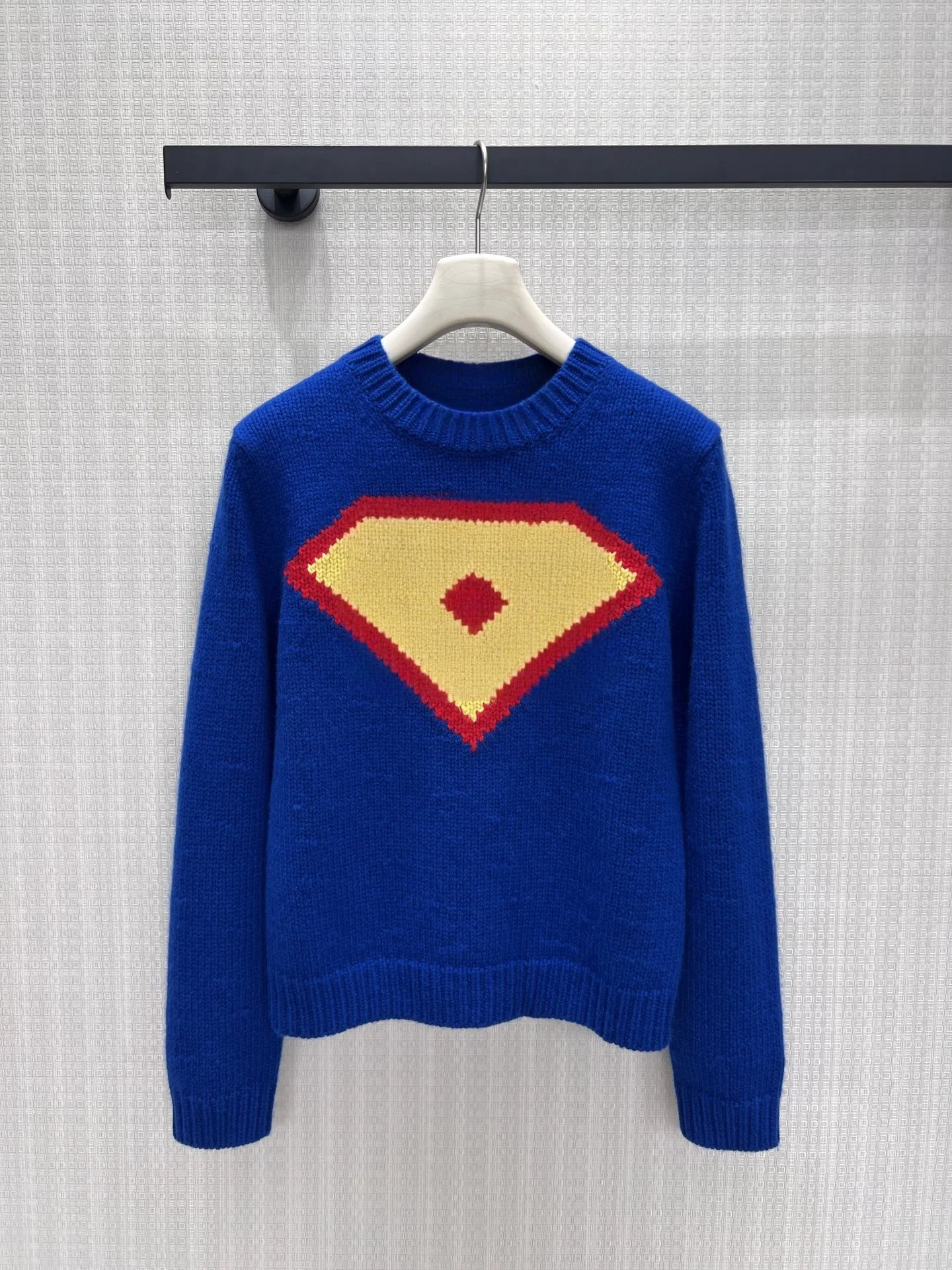 V-Neck Knitted Sweater Vintage Luxury Print Color Block Slimming Effect Commute Style Long Sleeve Knitwear for Women