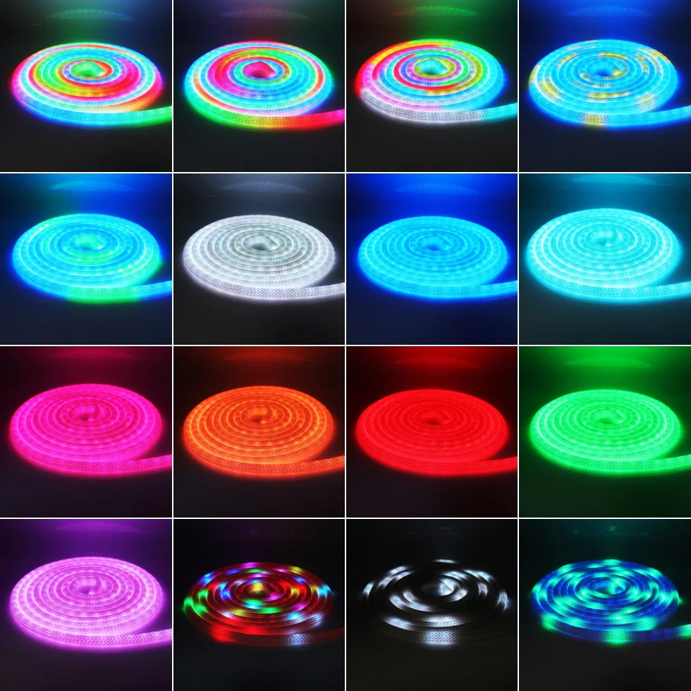 Kompatybilny z Bluetooth pilot zdalnego listwy RGB LED Neon 360 okrągła rura światła 5V WS2812B elastyczna lampa lina nylonowa USB