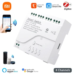 Xiaomi-interruptor inteligente Tuya Zigbee, módulo de luz inalámbrico con botón pulsador, Control de voz por aplicación Smart Life, Alexa y Google, 4 canales