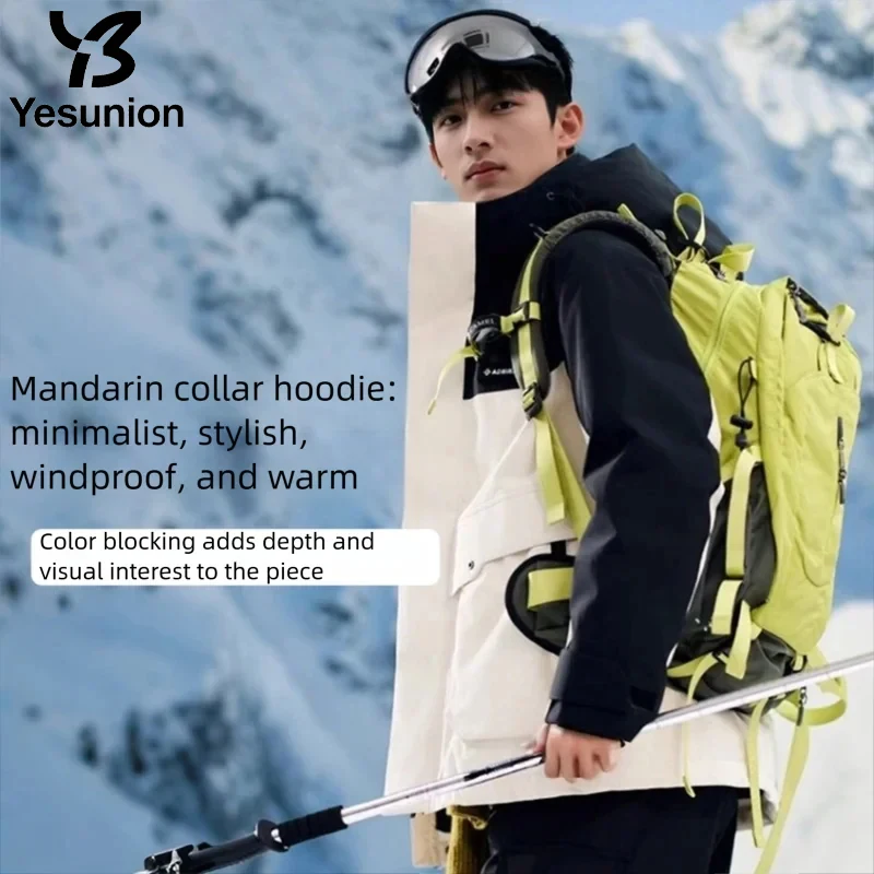 YESUNION Winter Dames Verdikte Donsjack Outdoor Werkkleding Unisex Winddicht Waterdicht Kapmantel 90e Eendendons Padding