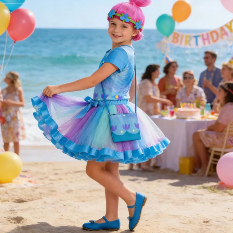 

2026 карнавальный карнавальный костюм мака для маленьких девочек, топы + юбка + парик, костюмы из 3 предметов, детские пасхальные платья для девочек от 3 до 8 лет