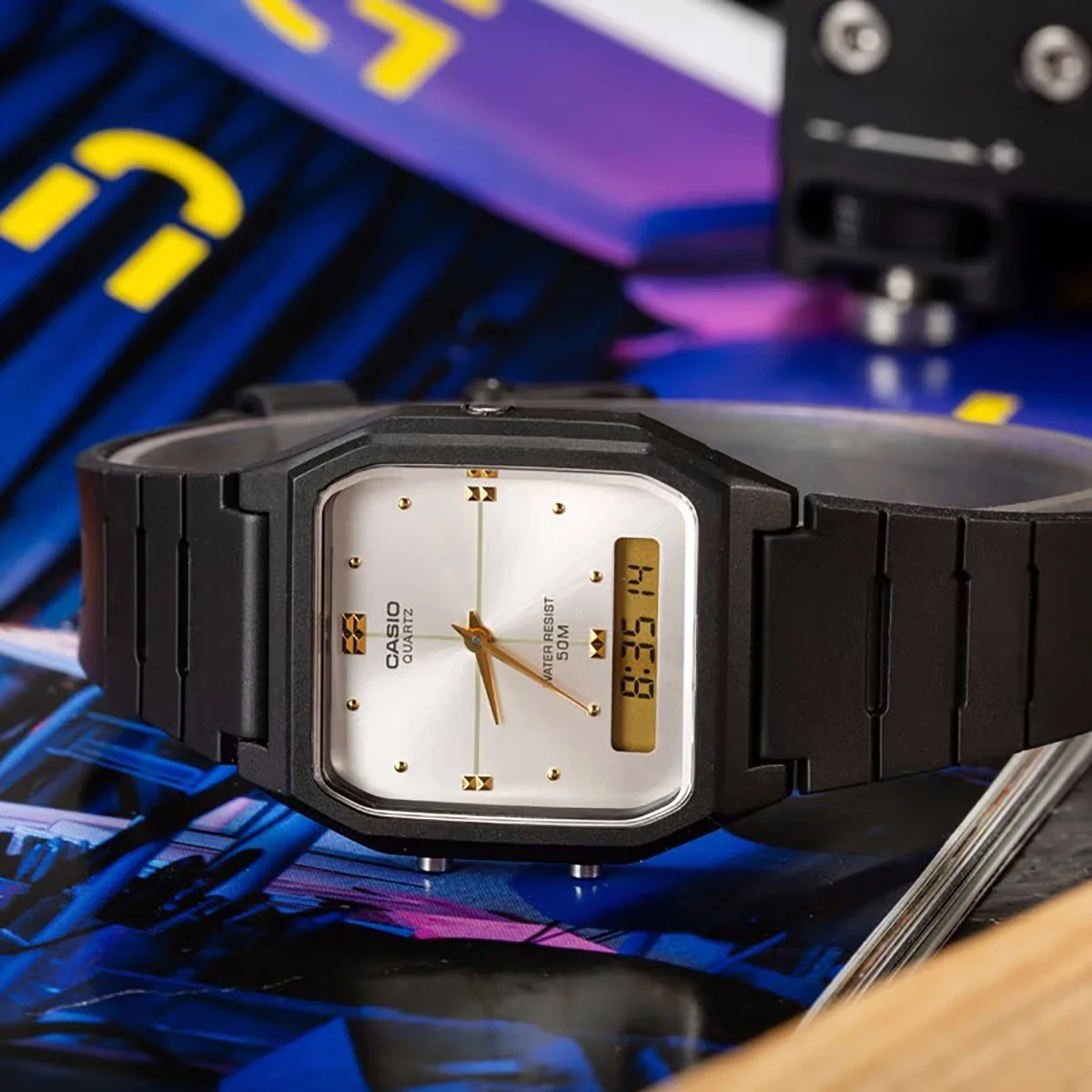 Casio Men's Square Retro Fashion Watch Dual Display Timekeeper relogio masculino AW-48HE-7A