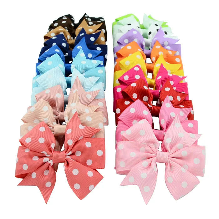 Dot 3 inch Children Grosgrain Ribbon Bows WITH Clip Boutique Bows DIY Hair Accessorises For Baby Girls 592