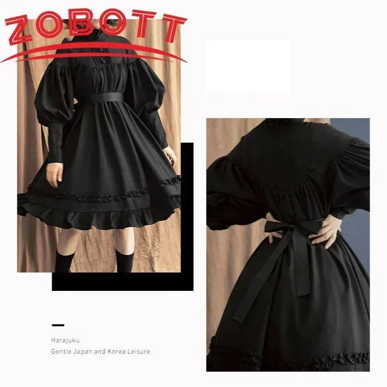 Японское платье принцессы с длинными рукавами для девочек в стиле Лолиты, викторианский средневековый ретро-готический карнавальный костюм, карнавальная праздничная одежда