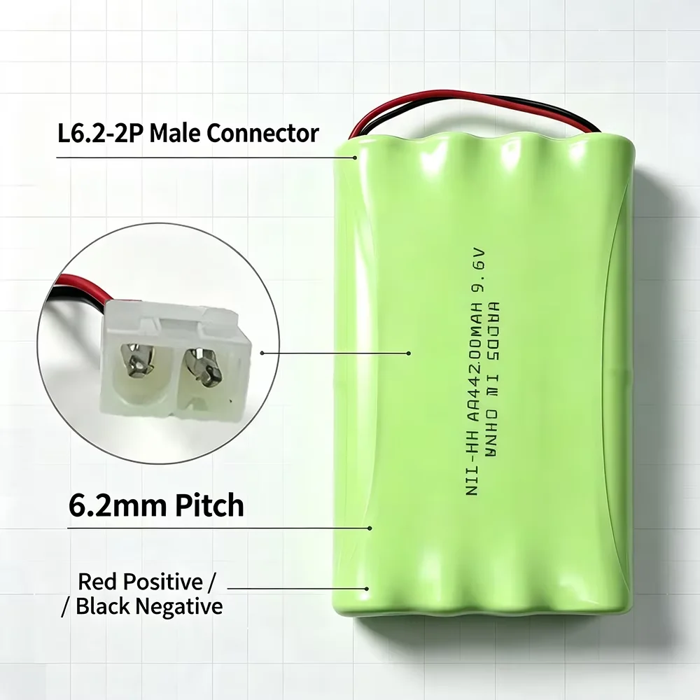 Chicnod 9.6V NiMH Battery Pack 4200mAh Rechargeable AA Battery with L6.2 Connector for RC Car Racing Truck Boat Robot