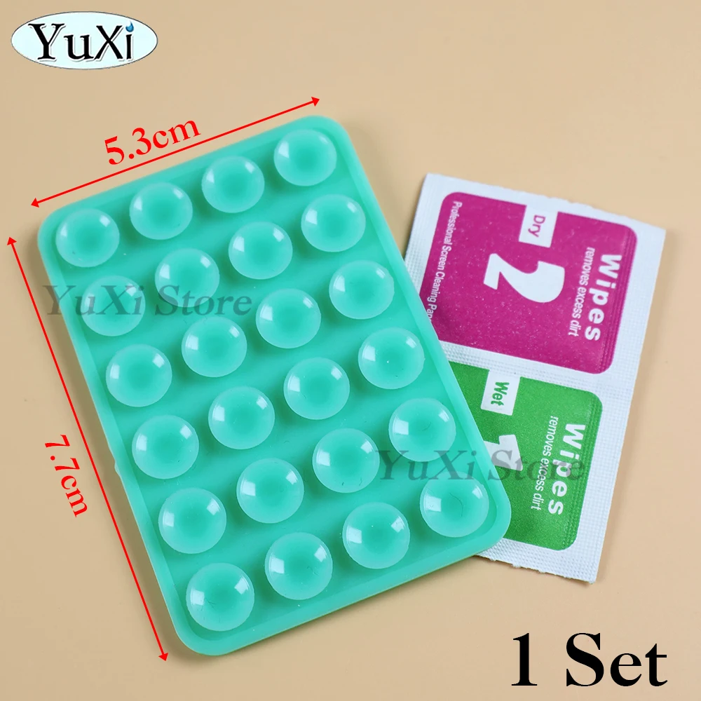 Ventouse Double face en Silicone, avec lingettes de nettoyage sec et humide, pour fixation de téléphone portable, ventouse en caoutchouc pour la fixation