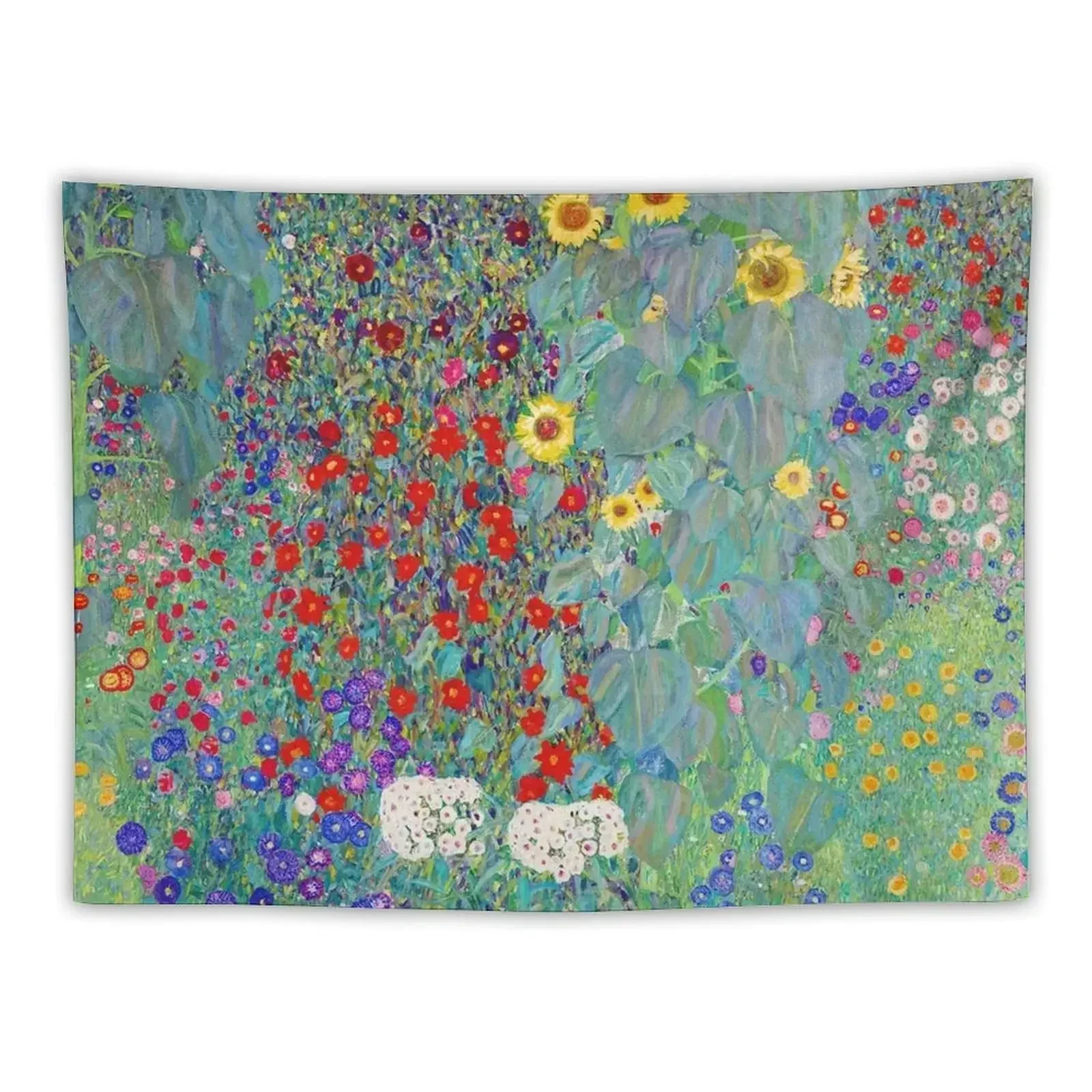 Gustav Klimt - Farm Garden with Sunflowers Tapestry Home Decoration Wallpaper Cute Decor Tapestry