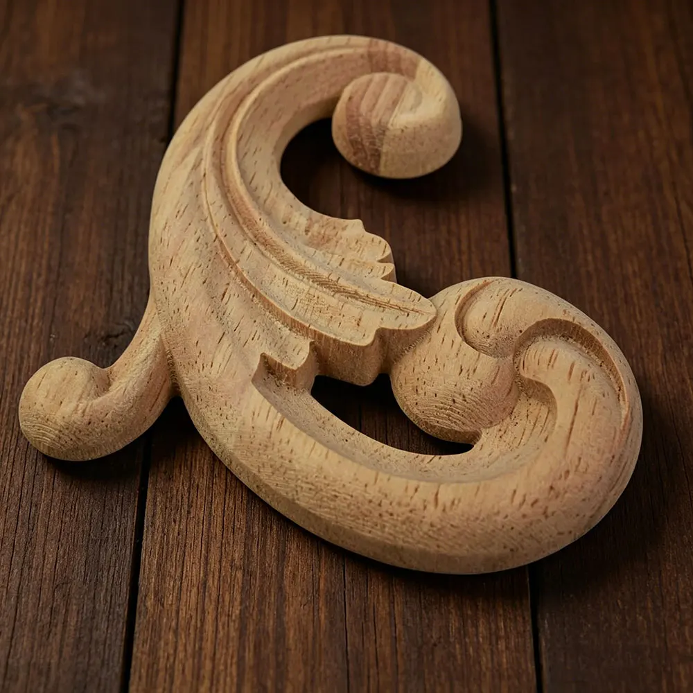 

10PCS 8.5cm Unpainted Woodcarving Decal Corner Applique Frame Home Furniture Cabinet Door Decorative Wooden Miniature Craft