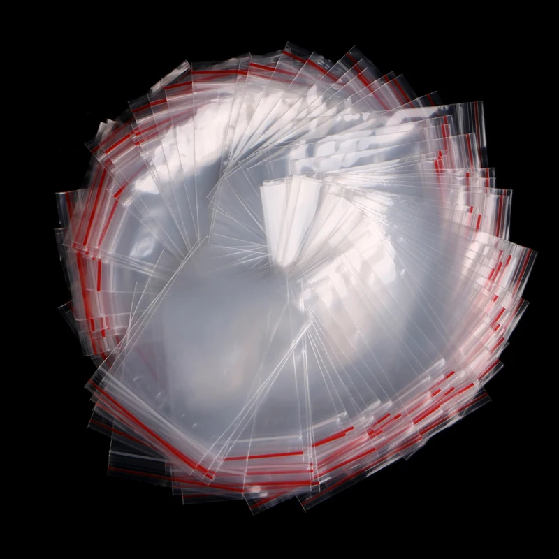 8 Sizes Clear Grip Self Press Seal Resealable Zip Lock Plastic Bags 100PCS DropShipping