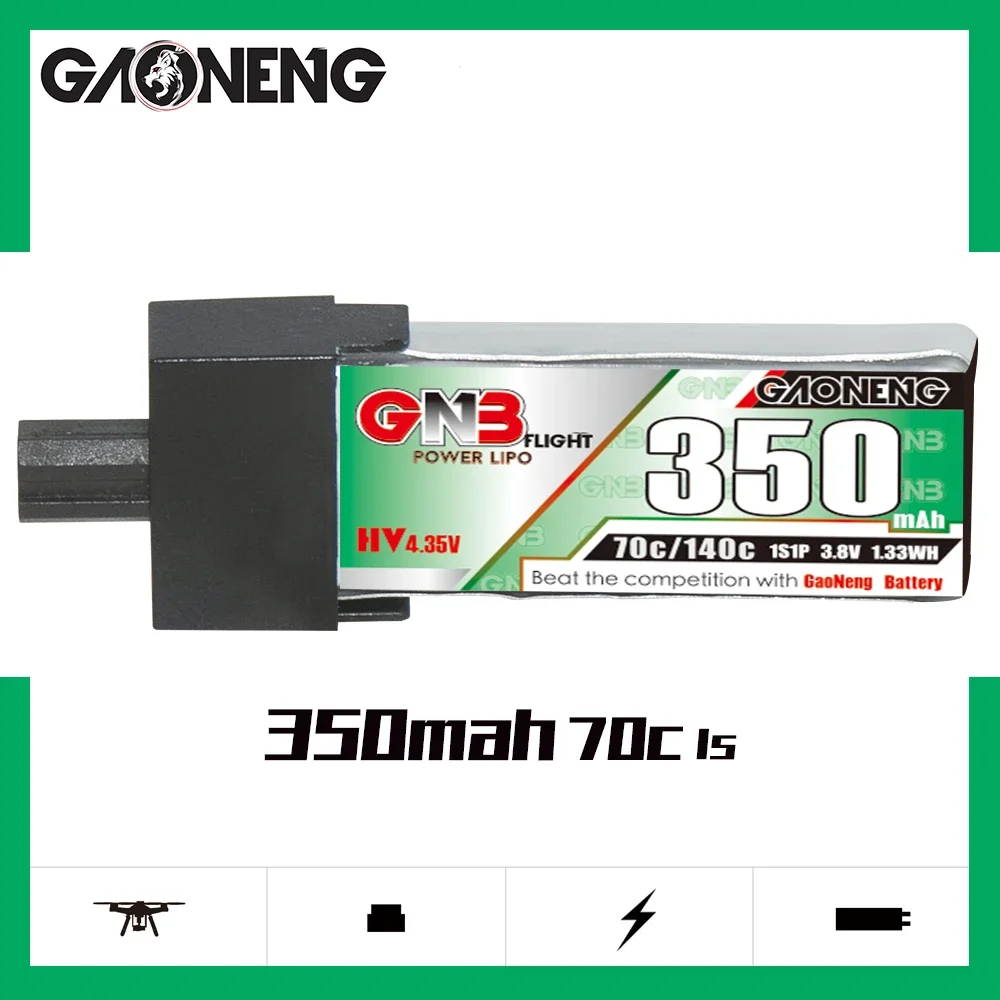 

GAONENG GNB 350mAh HV 1S 70C 140C 3.8V Plastic Head GNB27 LiPo Battery 75mm FPV Drone Emax Tinyhawk S NanoHawk EZ Pilot Pro