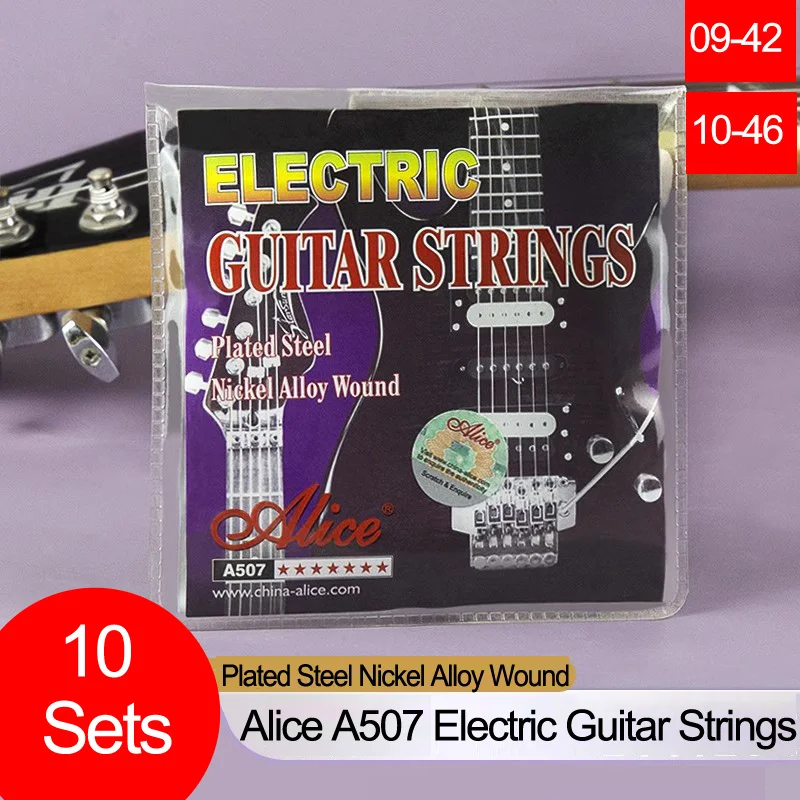 10 Sets Electric Guitar Strings Alice A507 Guitar Strings Stell Core Nickel Plated Wound Alloy Wire Packs Guitar Strings