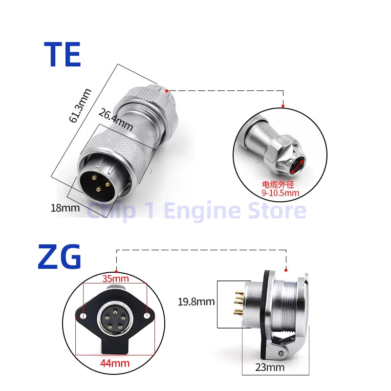 For WEIPU Aviation cable plug socket flange socket WF20 TE+ZG 2 3 4 5 7 9 12 15pin waterproof connector male and female