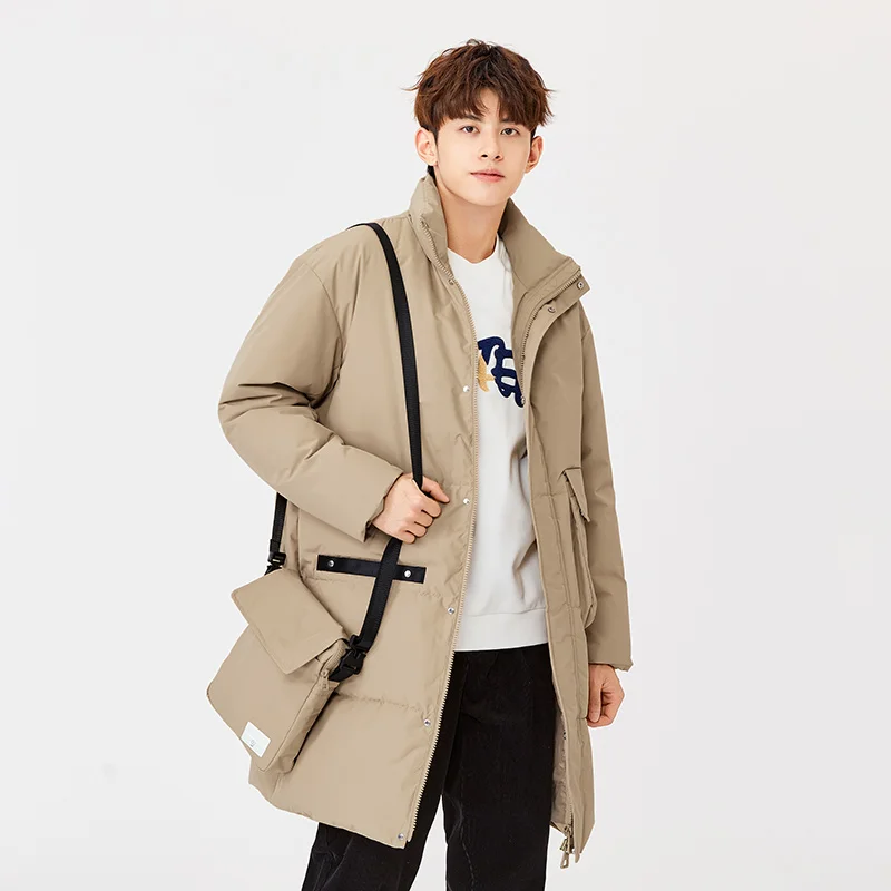 Semir Cotton Clothing Men Winter Stand-Up Collar 2023 New Loose Warm Overalls Mid-Length Thickened Jacket