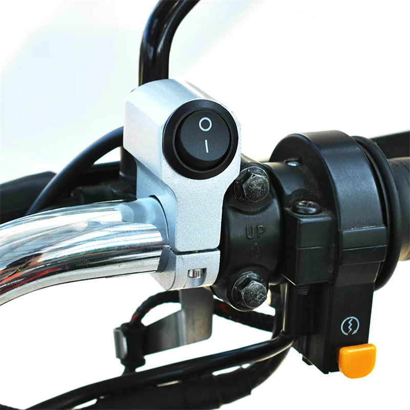 Motorcycle Handlebar Headlight ON/OFF Switch Scooter ATV Aluminum Alloy 2-Wire Black Light Waterproof Switchs 12V