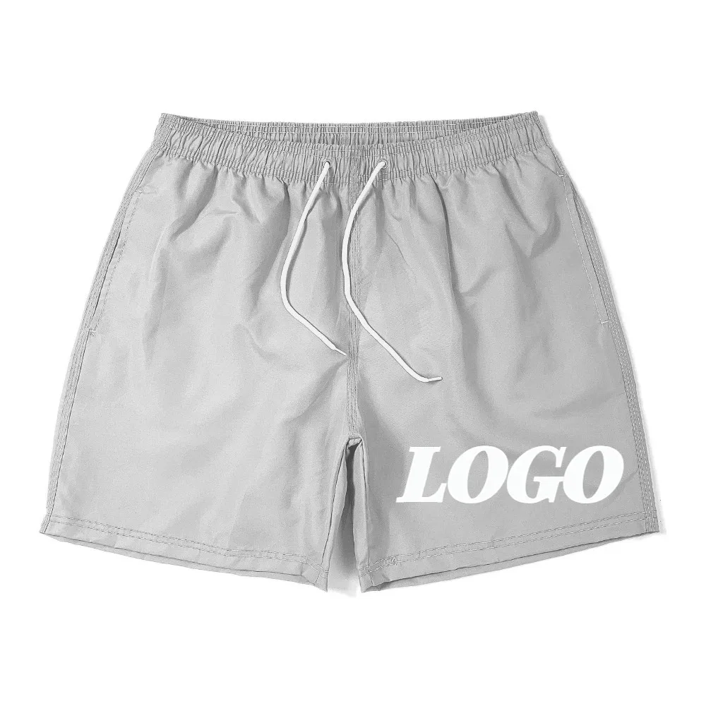 Custom LOGO Summer Men\'s Shorts with Lining Sport Casual Fitness Breathable Training Drawstring 14 Colors Loose Male Beach Pants