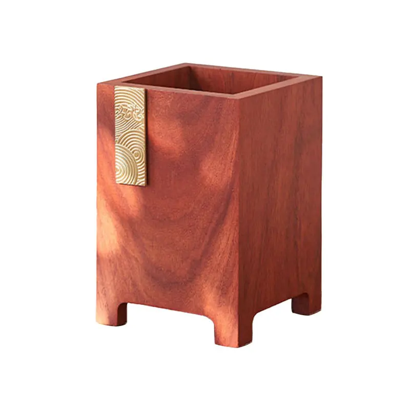 Chinese Pen Holder Chinese Style China-Chic Senior Sense Office Study Desktop Makeup Pen Storage Mahogany Decoration Wood
