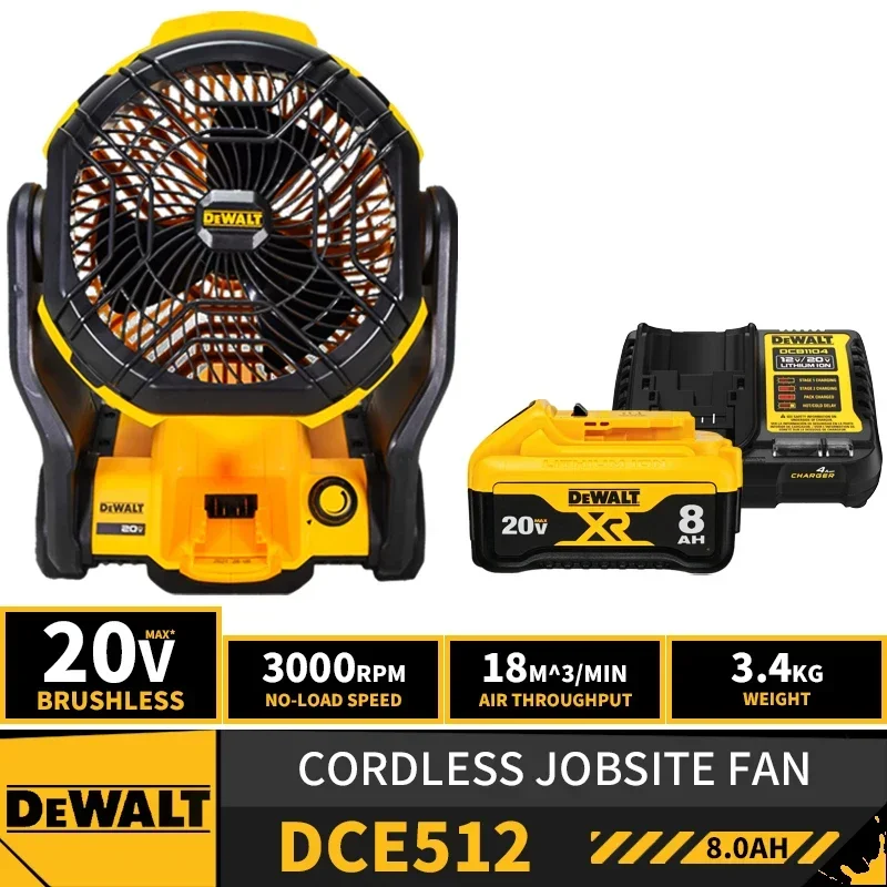 DEWALT DCE512 Kit Cordless Jobsite Fan 20V Lithium Power Tools 3000RPM With Battery Charger