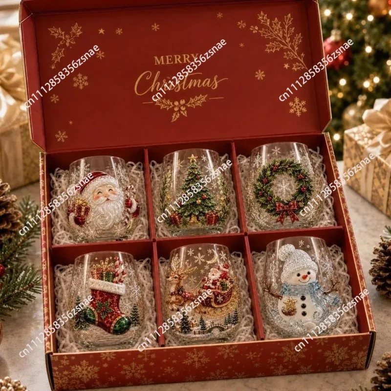 Latest Christmas Glass Art Cup Christmas Art Cup Glass Goblet Home Decorations