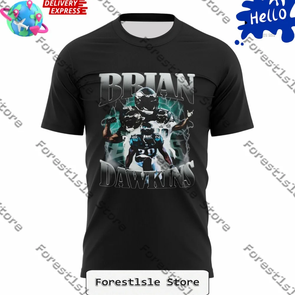 

24 New Brian Dawkins T-Shirt American Street Fashion Men's T-Shirt Casual Loose And Versatile Men's And Women's T-Shirt