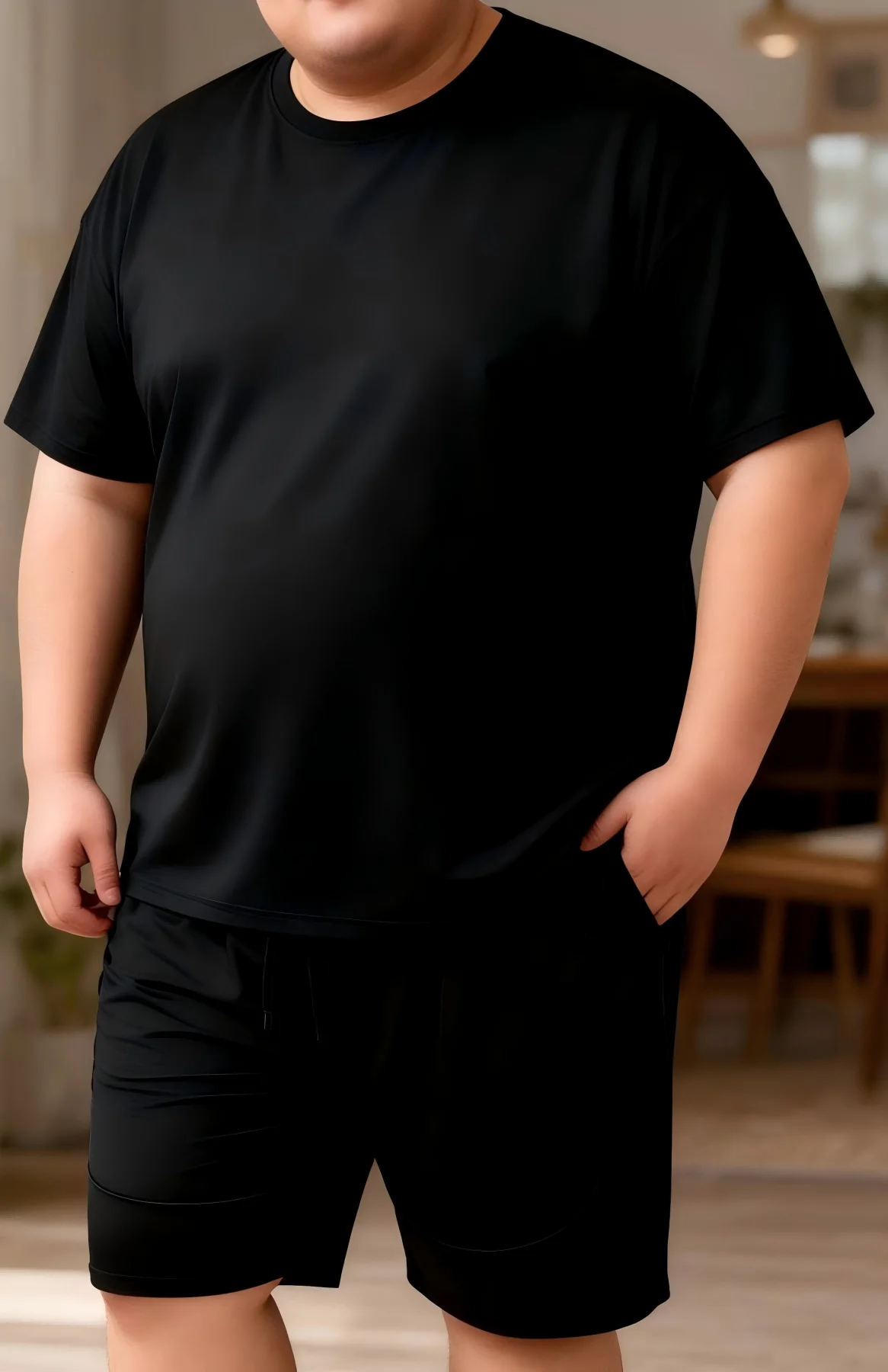

Plus Size Unisex Home Clothing Set, Large Outdoor Casual Wear, Oversized Short Sleeve Shorts Set for Spring Summer, Comfortable