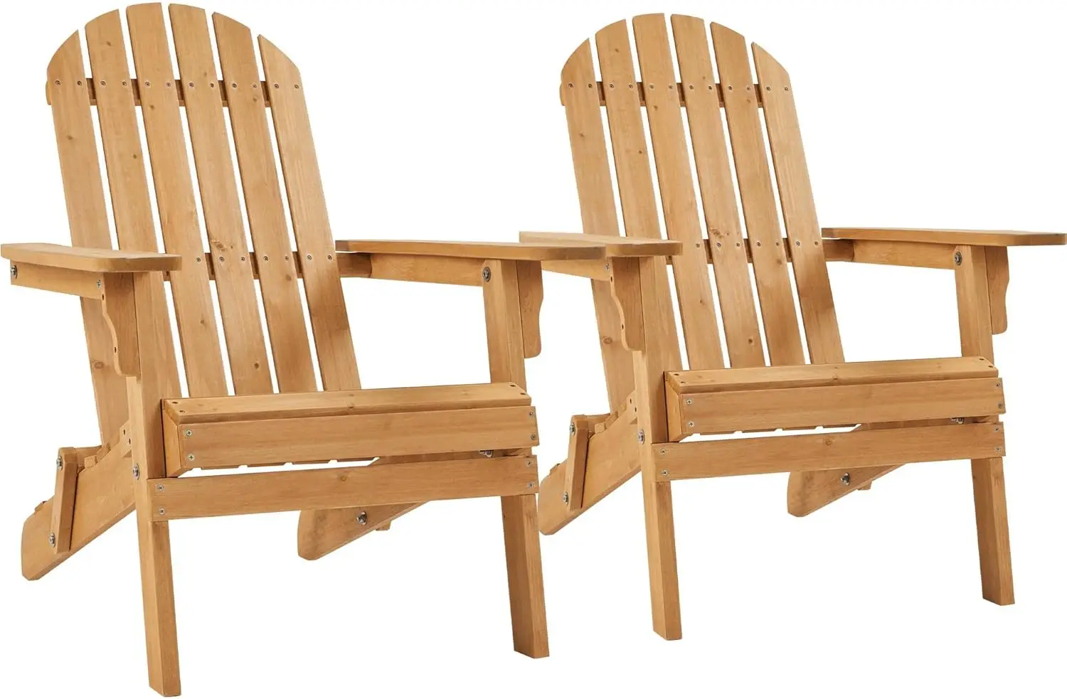 Folding Adirondack Chair Set of 2 Outdoor, 300LBS Solid Wood Garden Chair Weather Resistant, Fire Pit Lounge Chairs for Garden/Y