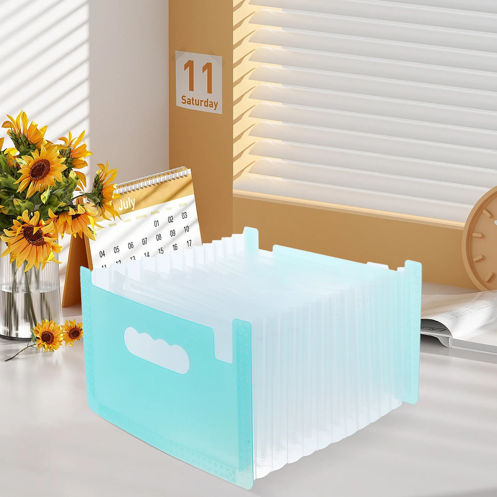 

PP Material File Folder Document Organizer Receipt Holder Coupon Storage Office School Travel Use Accordion Style