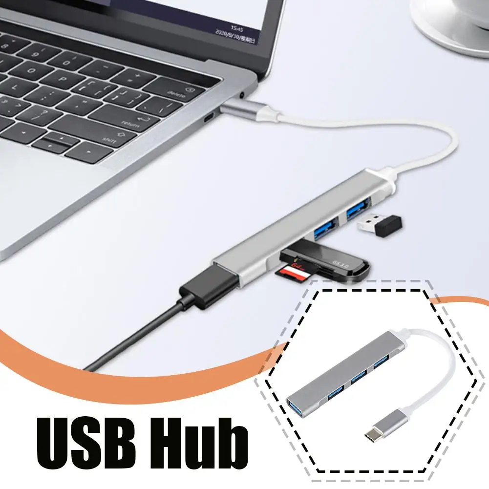 Portable Usb Type C Hub 4 Ports Usb 3.0 Data Hub Adapter Plug And For 13 15 Air Pro Pc Computer J0g7