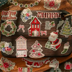 30pcs/lot Cute Christmas Washi Stickers Label INS Aesthetic Kawaii Snowman Christmas Tree Stickers DIY Scrapbooking Material