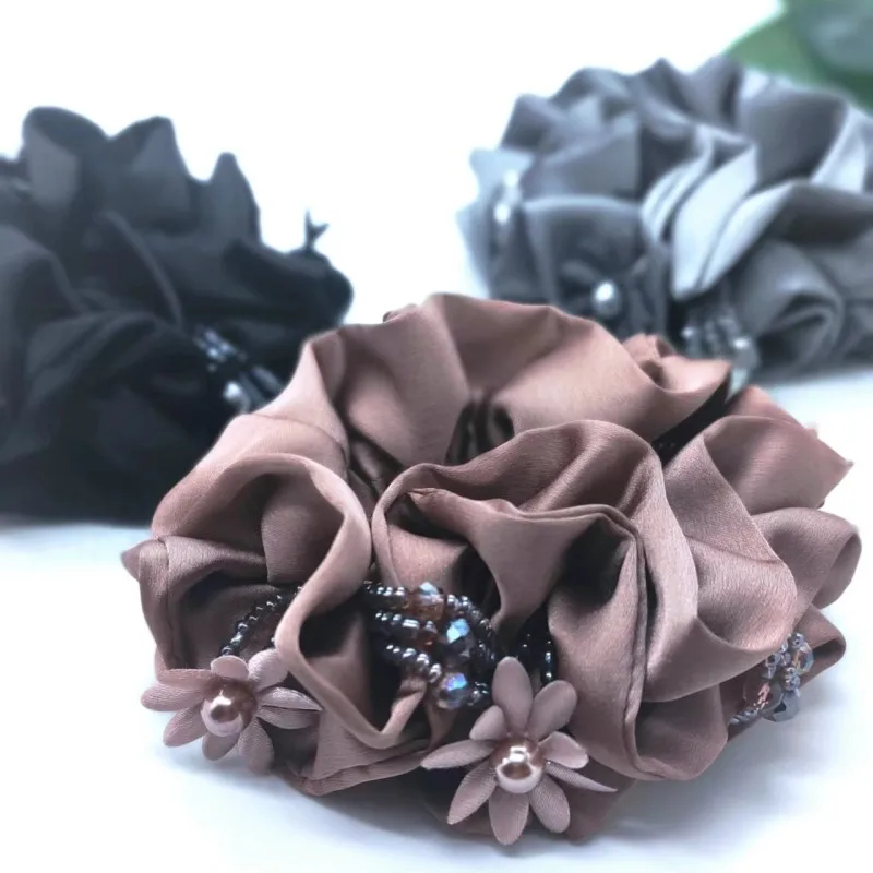 Scrunchie Satin Crystal Hair Tie  Rhinestone Large Intestine  Elastic  Rubber Band  Headdress  Elastic Hair Bands   Accessoires