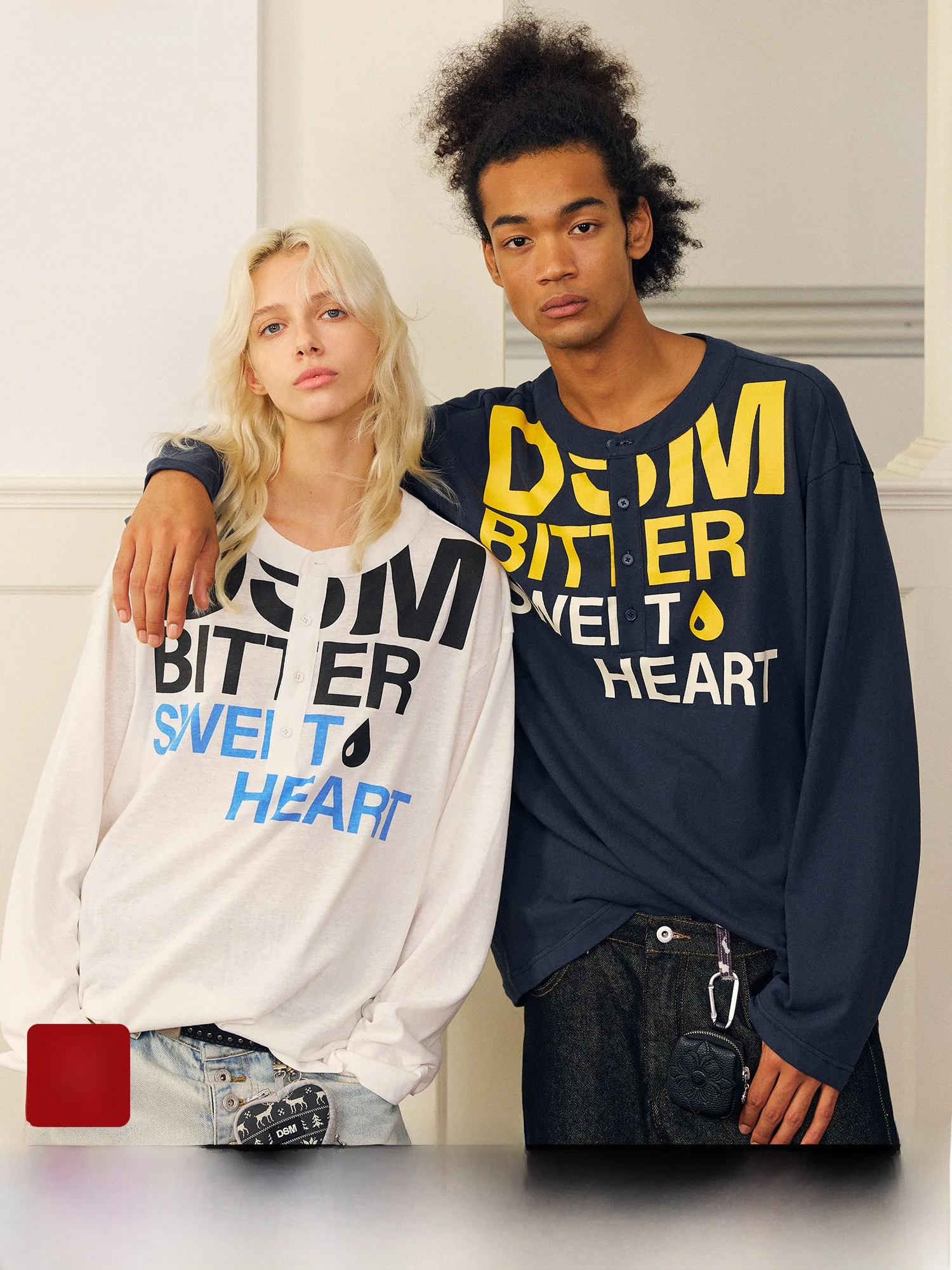 

DonSmoke Long Sleeve T-Shirt Letter Print Color Matching Sweet And Sad Heart Simple Style Polyester Cotton Blend Comfortable Fit