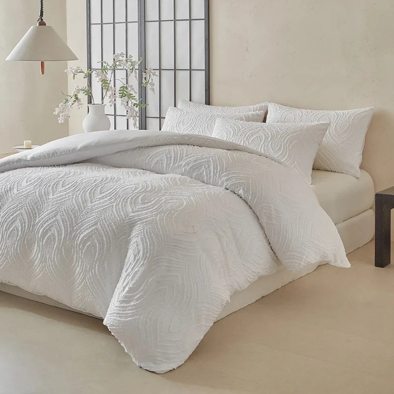 Duvet Cover Bedding Set Twin Full Queen King Size 135x200 Nordic Quilt Cover 240x220 Double Single White Leaf Bed Linen 200x200
