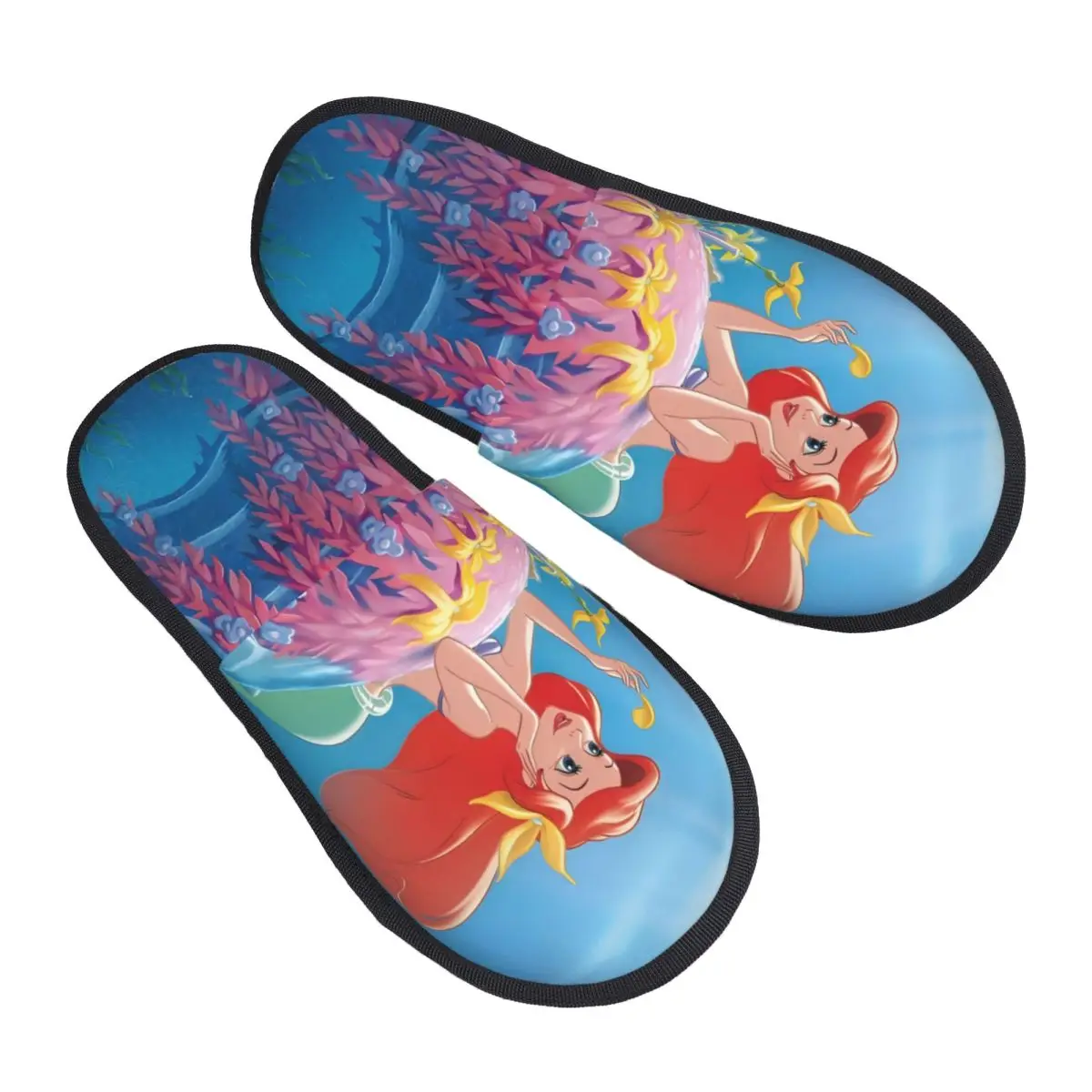 

Custom The Little Mermaid Comfort Scuff With Memory Foam Slippers Women Animation Hotel House Shoes