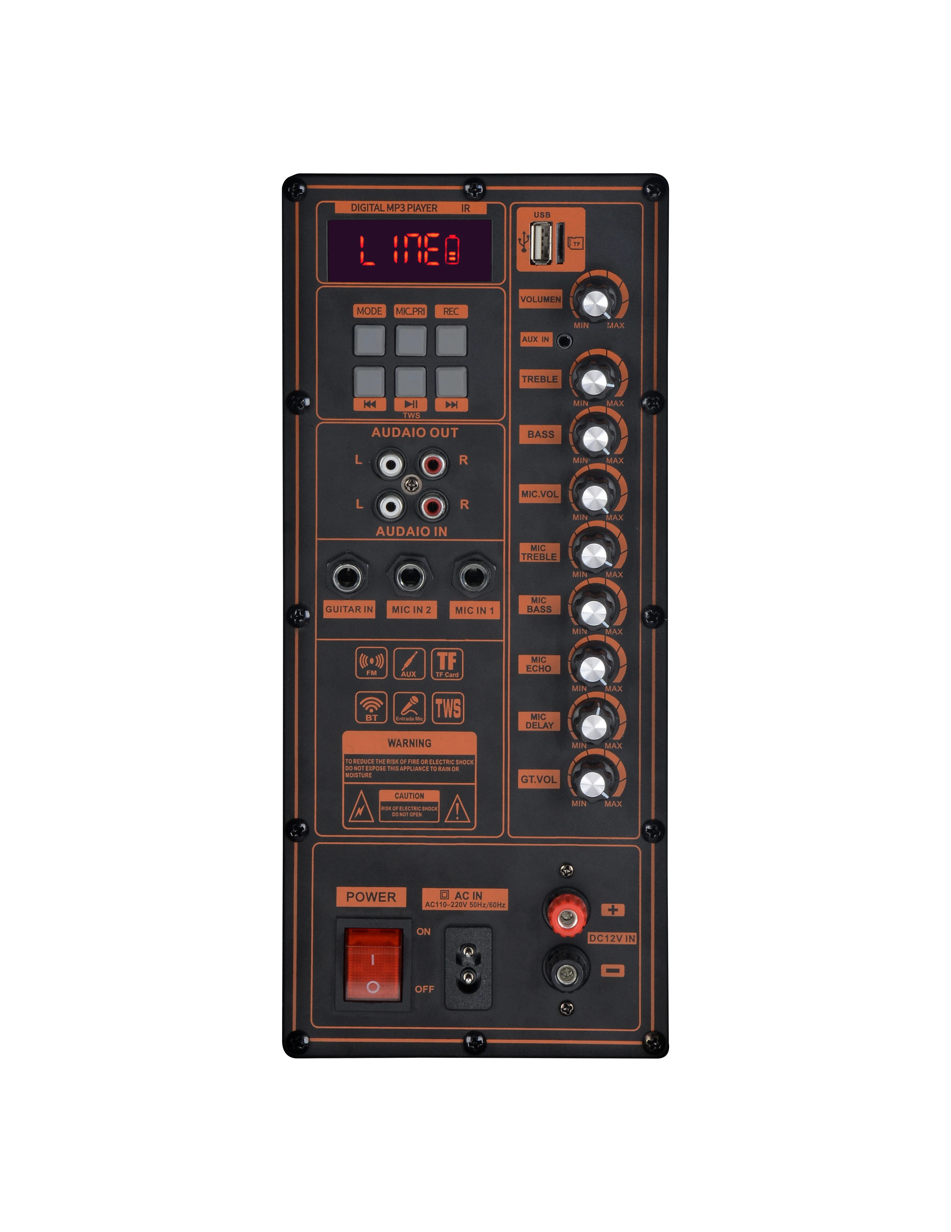 NDR-512 صندوق صوت DJ احترافي 80 وات 12 بوصة عالي الطاقة مع بطارية إضاءة RGB LED تعمل بالطاقة للخارجية #5