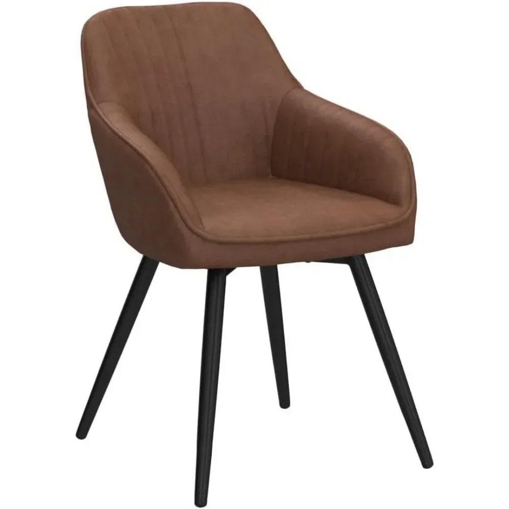 

For Leather Accent Arm Chairs for Living Room Leisures/ Upholstered Chair with Metal Legs Set of 2 for Home Bistro Cafe, Brown