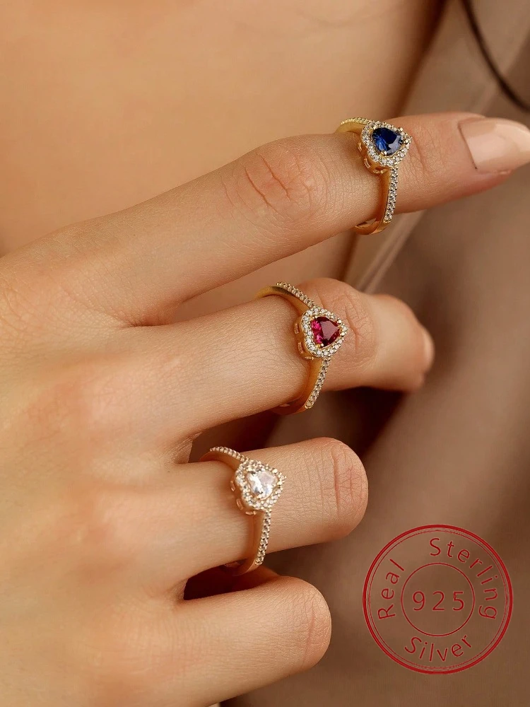 925 Sterling Silver Romantic Love Heart Zircon Ring For Women Engagement Wedding Daily Party Luxury High Quality Fine Jewelry