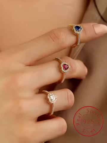 925 Sterling Silver Romantic Love Heart Zircon Ring For Women Engagement Wedding Daily Party Luxury High Quality Fine Jewelry