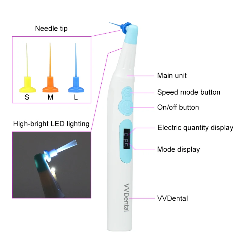 VVDental Ultrasonic Endo Activator With Lighted Handle Calcified Stain Sonic Irrigator For Root Canal Cleaning Endo Ntic Tools