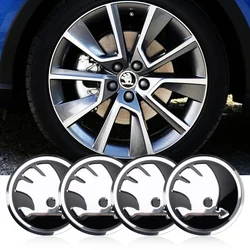 4PCS  Aluminum Alloy Car Wheel Rims Hub Cap Dust Cover Sticker For Skoda Octavia A5 A7 A2 Rapid Fabia Superb Kodiaq Scala Karoq