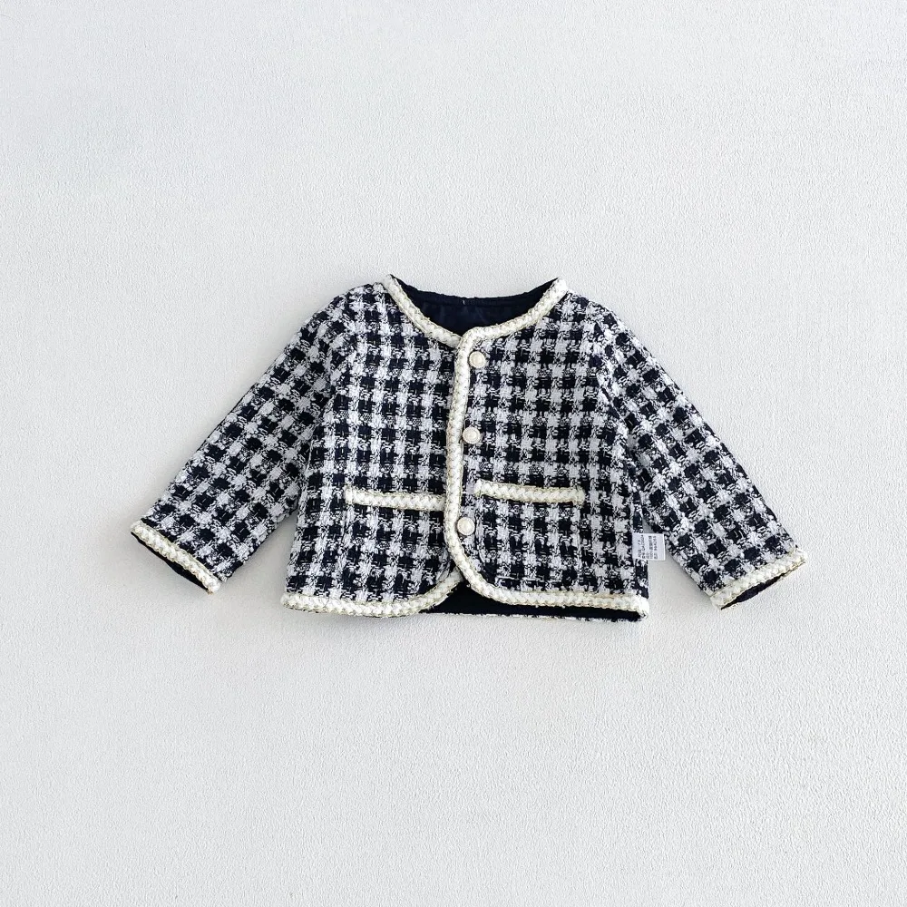 2026 Autumn Baby Girl Clothing Set 0-3Years Princess Kids Long Sleeve Patchwork Dress+Plaid Jacket Coat 2PCS Outfits Clothes