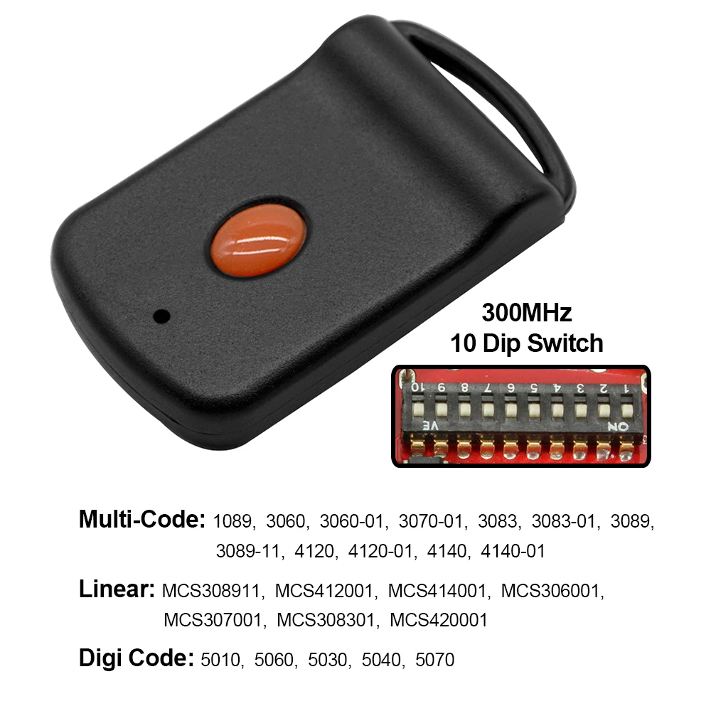 3060 3089 Multi Code 10 Dip Switch Garage Door Remote Control Transmitter 300 MHz Multi-Code 308911 EZ CODE 300mhz