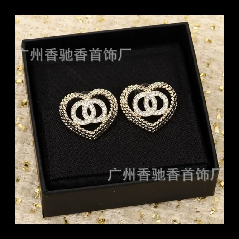 جديد تصميم جوفاء الحب الخوخ القلب أقراط تنوعا مزدوجة الماس تويست نمط الموضة #2