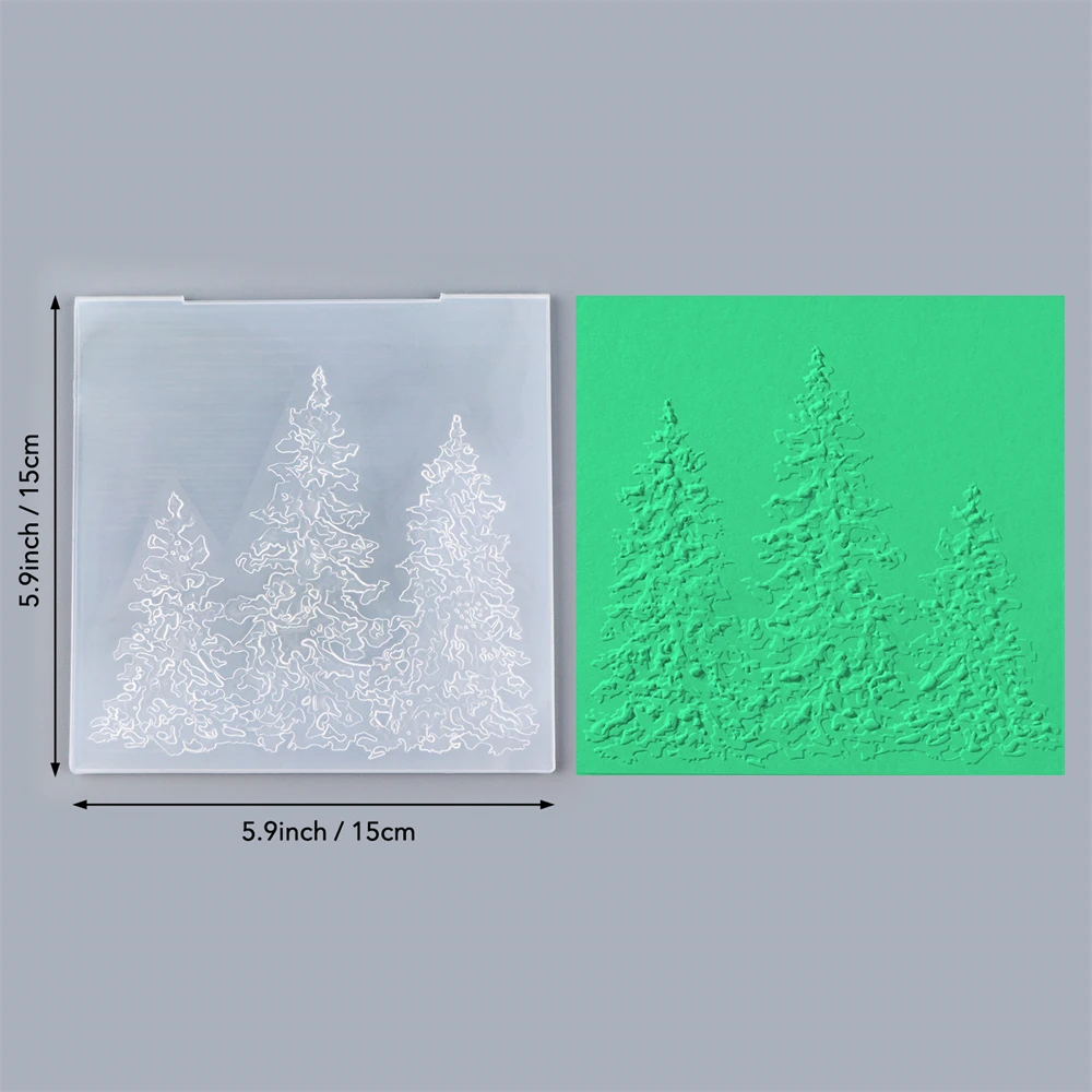 

Расписанные деревья, 3D папка с тиснением, квадратный фон, шаблоны узоров для DIY, скрапбукинг, изготовление бумажных карточек