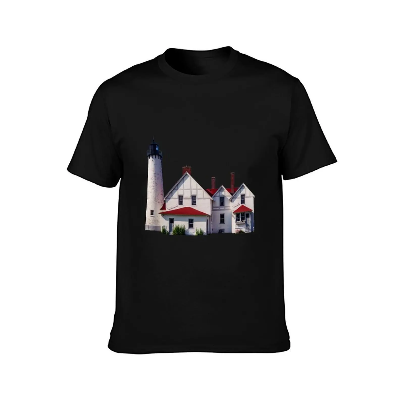 Point Iroquois Lighthouse T-Shirt, Summer Casual Cotton Tee, Oversized Streetwear Tops, Vintage Graphic Print, Unisex Men Women