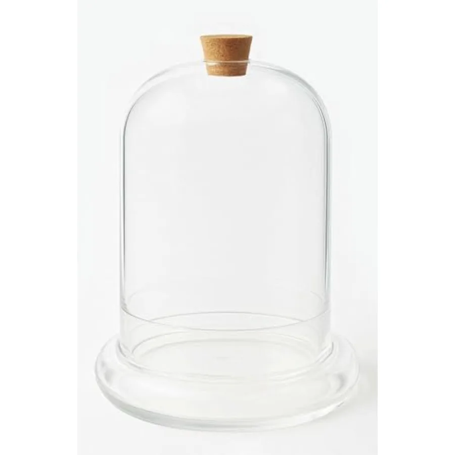 

Стеклянный террариум ручной работы 12 дюймов с отверстием для вентиляции и пробковой крышкой, стеклянный купол-колпак для вивариума, витрина