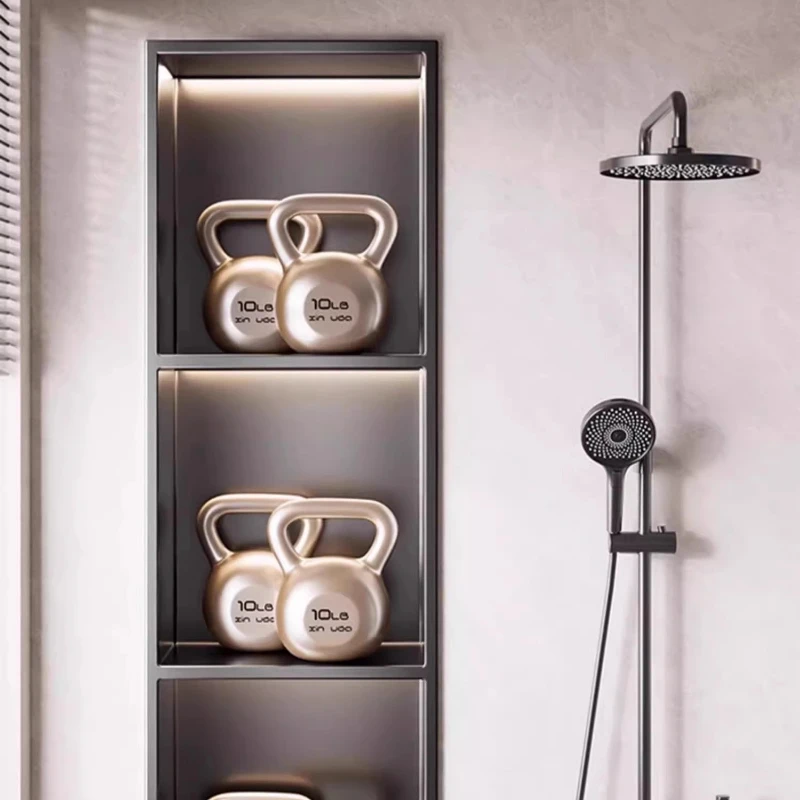 

Горизонтальная настенная ниша из нержавеющей стали, хранилище для унитаза в ванной комнате, настенная полка для душа кремового дизайна ванной комнаты