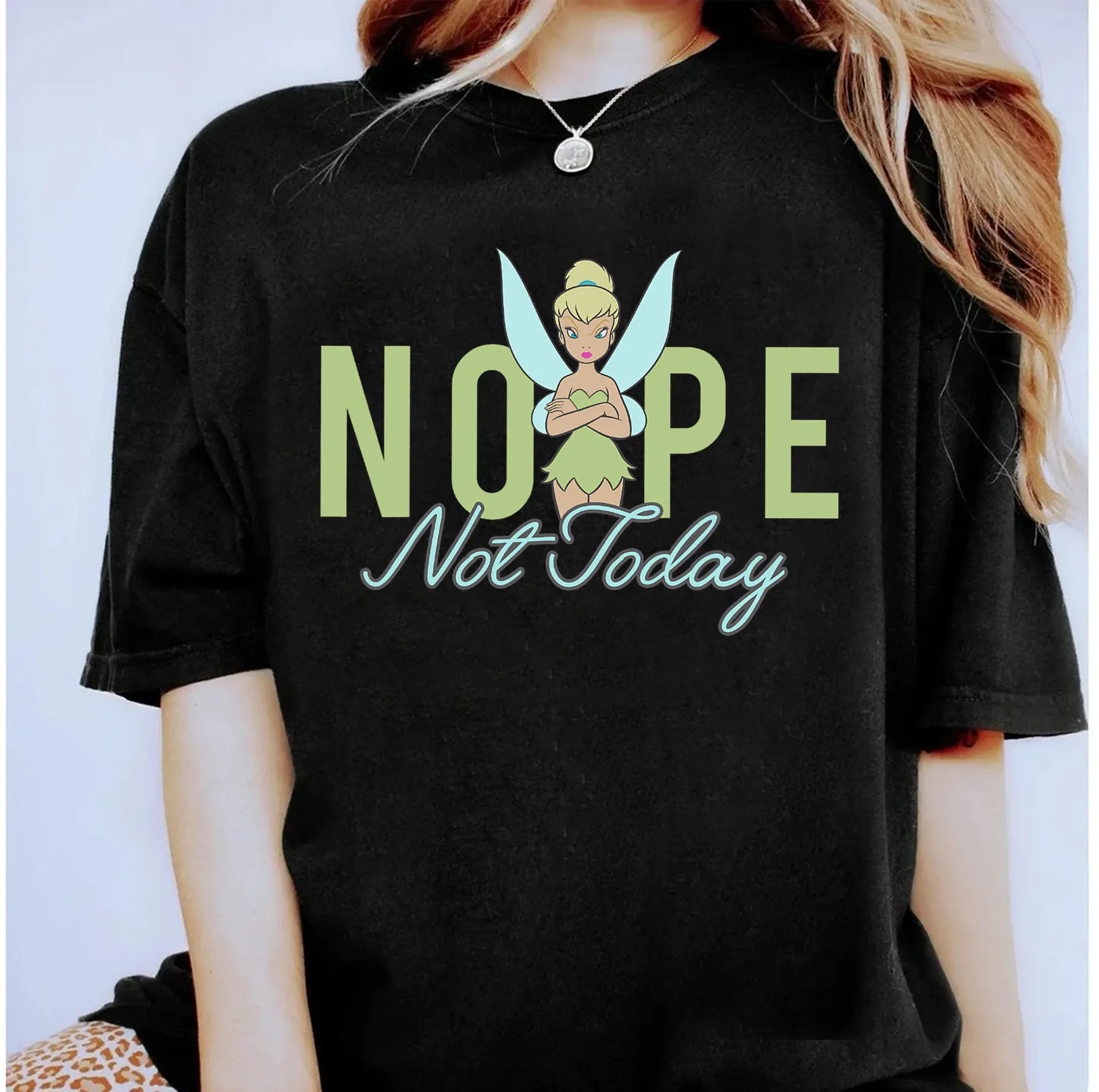 

Футболка Disney Peter Pan Tinker Bell Nope Not Today, одинаковые семейные рубашки «Волшебное королевство», одинаковые комплекты для всей семьи Disneyland