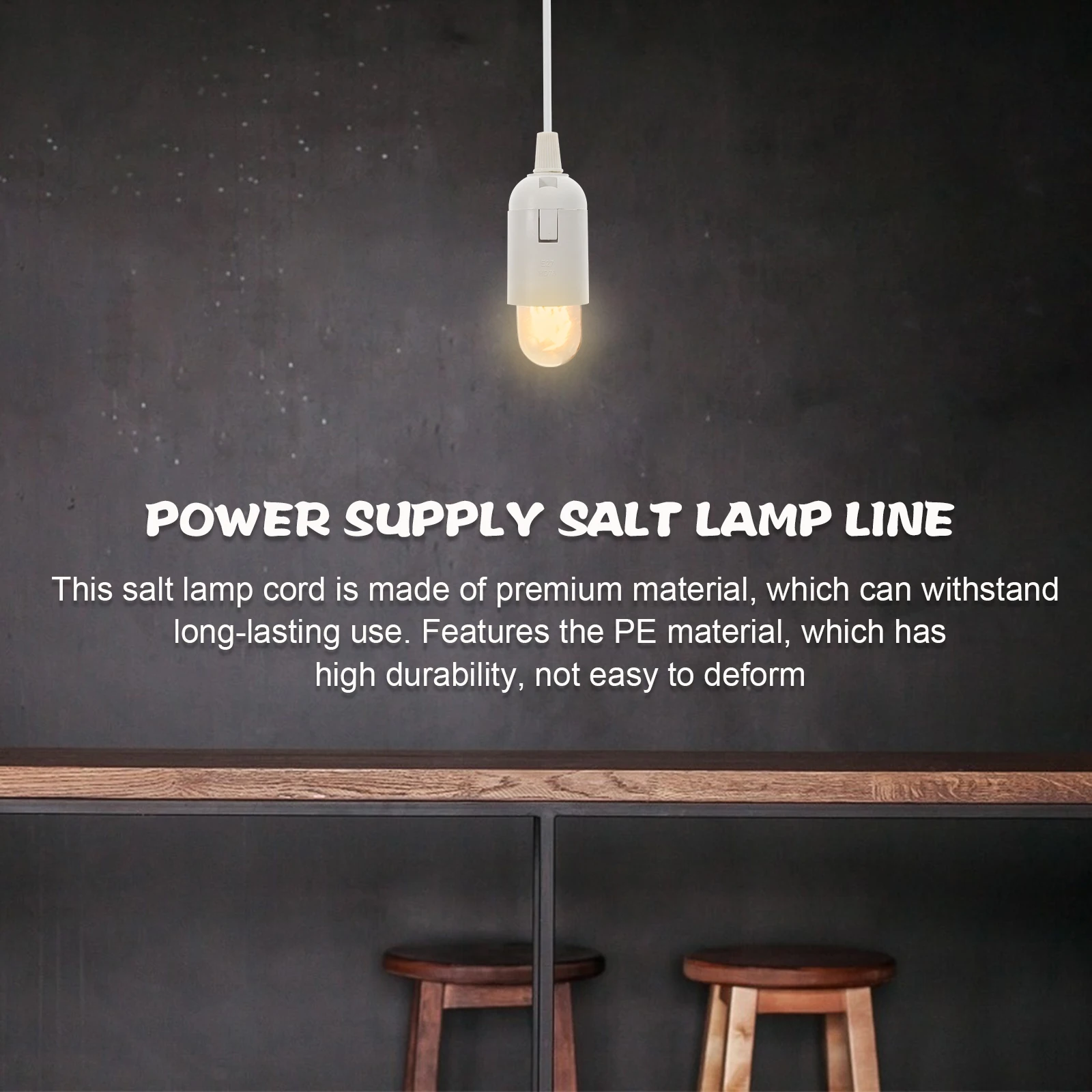 

Pendant Light Socket E27 Lamp Holder Wire Plug Switch White Hanging Cord Accessories Heat Resistant Durable PVC Bar Cafe Home